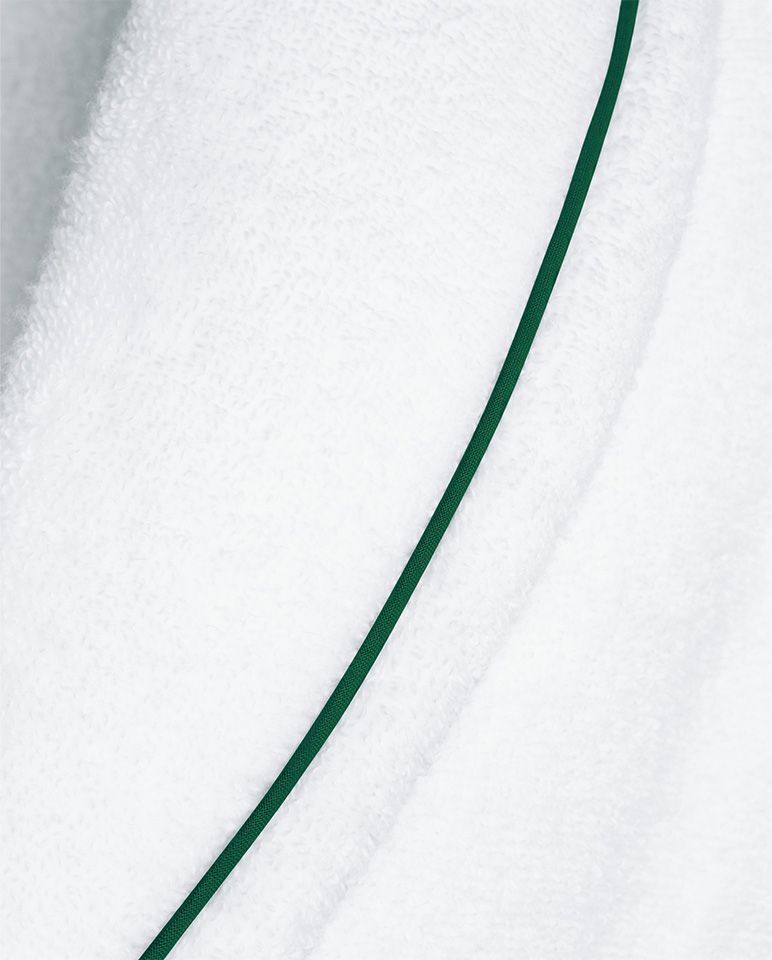 Peignoir de bain Finition Liseré | Blanc Liseré Vert Anglais