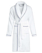 Peignoir de bain Finition Liseré | Blanc Liseré Bleu Cobalt