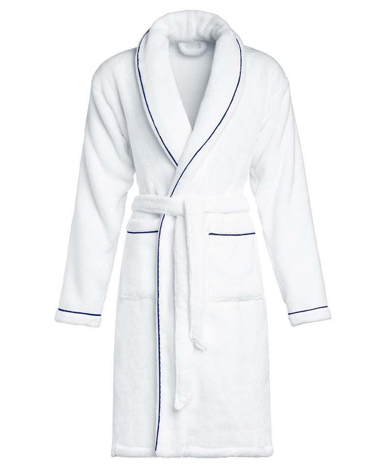Peignoir de bain Finition Liseré | Blanc Liseré Bleu Cobalt