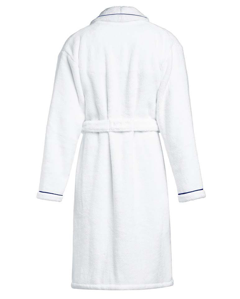 Peignoir de bain Finition Liseré | Blanc Liseré Bleu Cobalt