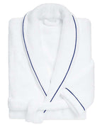 Peignoir de bain Finition Liseré | Blanc Liseré Bleu Cobalt