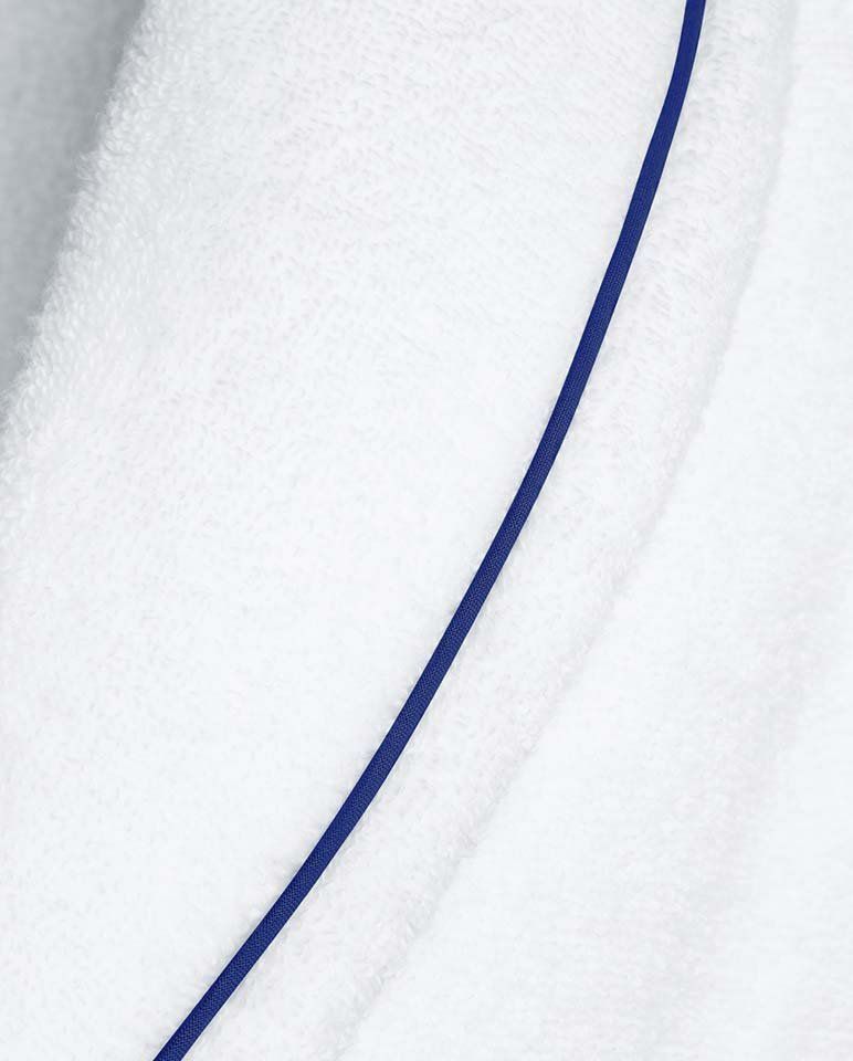 Peignoir de bain Finition Liseré | Blanc Liseré Bleu Cobalt