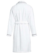 Bathrobe with Piped Finish | White with Black Piping
