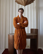 Bathrobe Piped Finish | Caramel Lavender Blue Piping