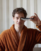 Bathrobe Piped Finish | Caramel Lavender Blue Piping