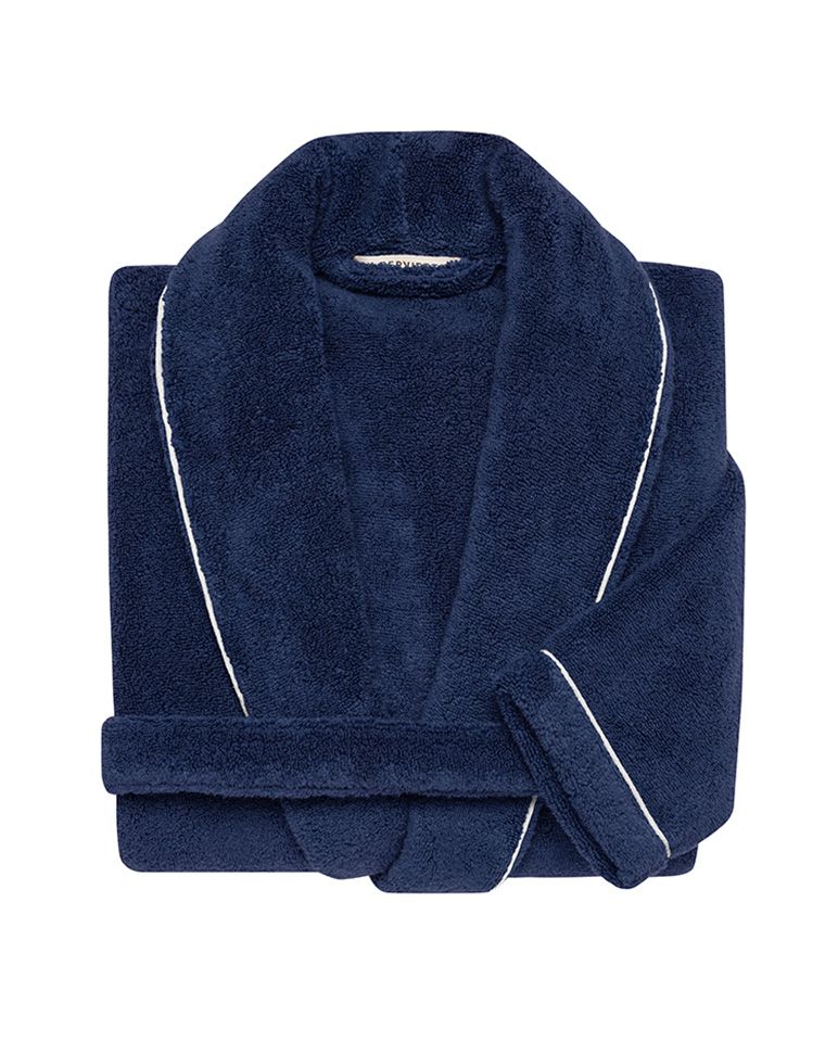 Peignoir de bain Finition Liseré | Bleu Nuit Liseré Blanc