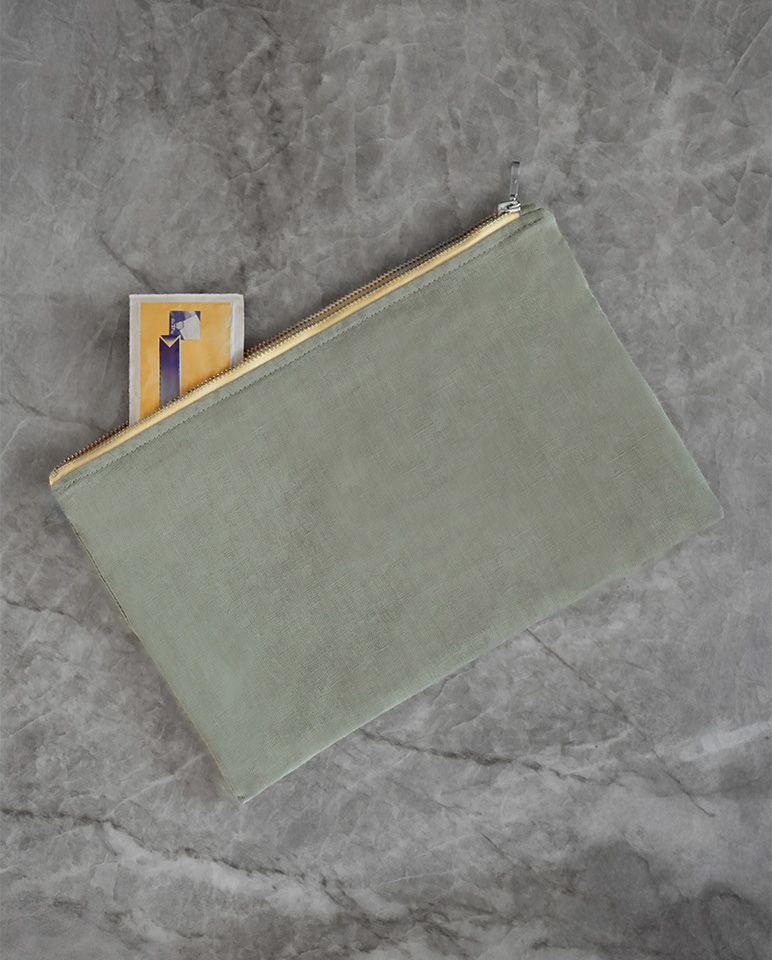 Pochette en lin | Vert Sauge / Jaune