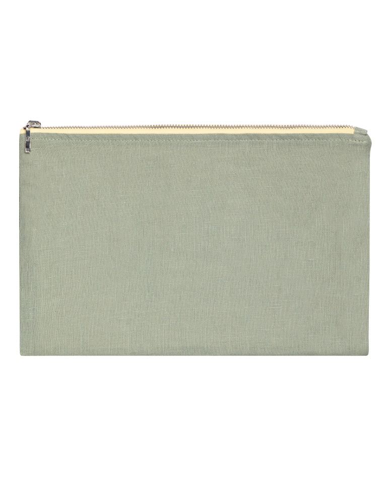 Pochette en lin | Vert Sauge / Jaune