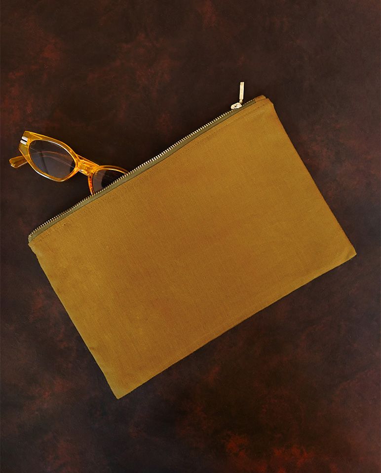 Pochette en lin | Bronze / Vert