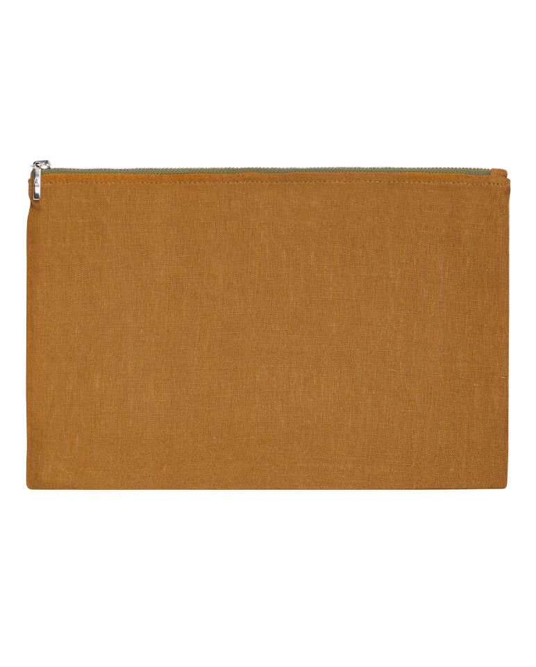 Pochette en lin | Bronze / Vert
