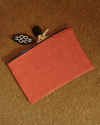 Pochette en lin | Terracotta / Bleu