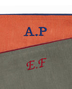 Pochette en lin | Terracotta / Bleu