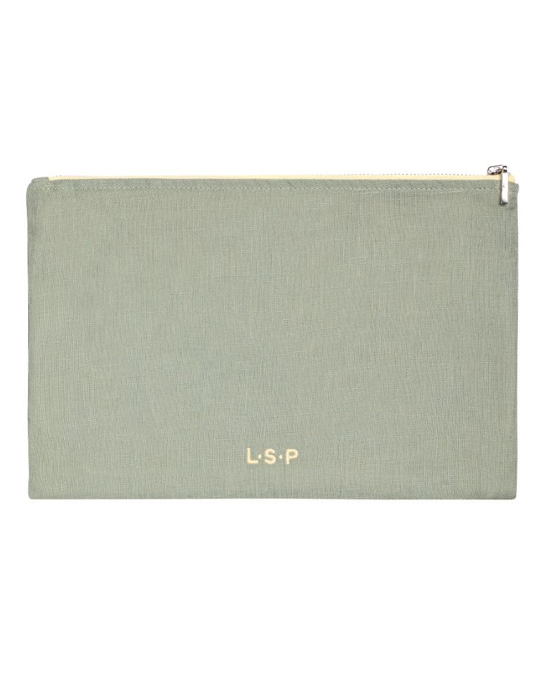 Pochette en lin | Vert Sauge / Jaune