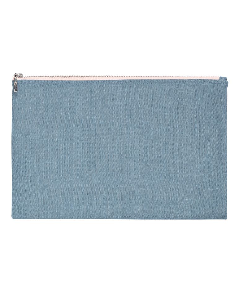Pochette en lin | Bleu Horizon / Rose