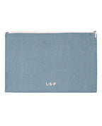 Pochette en lin | Bleu Horizon / Rose