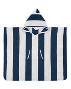 Poncho enfant à rayures | Bleu Océan / Crème