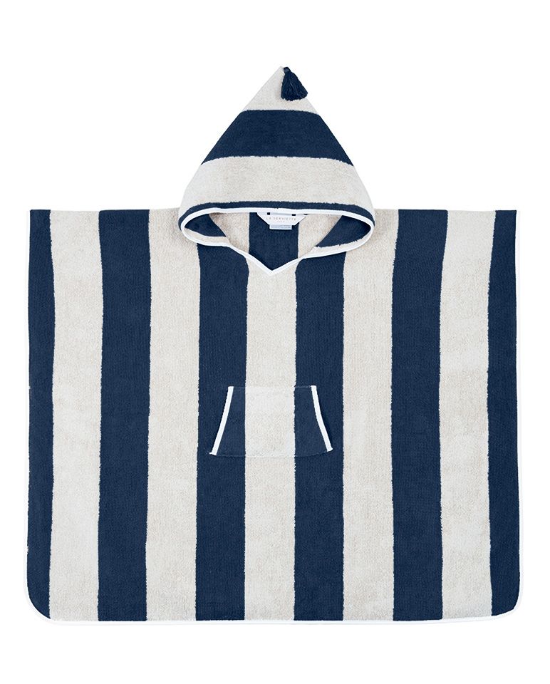 Kids' striped poncho | Ocean Blue / Cream