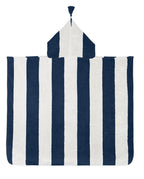 Poncho enfant à rayures | Bleu Océan / Crème