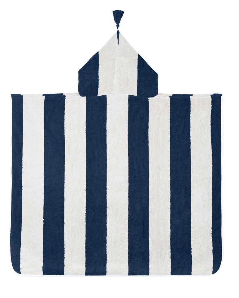 Kids' striped poncho | Ocean Blue / Cream
