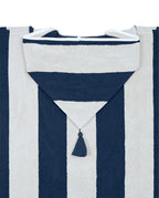 Poncho enfant à rayures | Bleu Océan / Crème