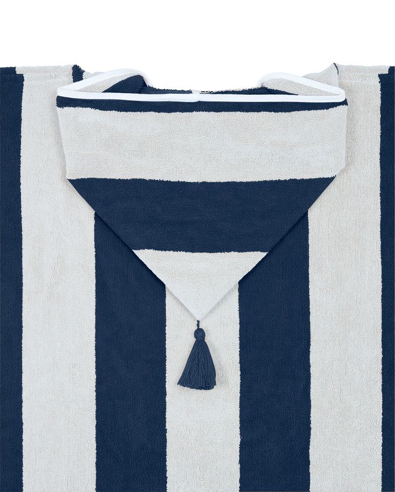 Kids' striped poncho | Ocean Blue / Cream