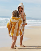 Kids' Striped Poncho | Golden Yellow / Cream
