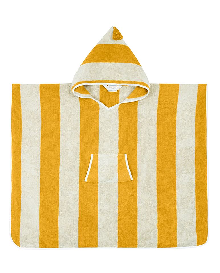 Poncho enfant à rayures | Jaune Gold / Crème