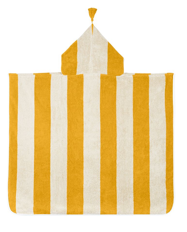 Poncho enfant à rayures | Jaune Gold / Crème
