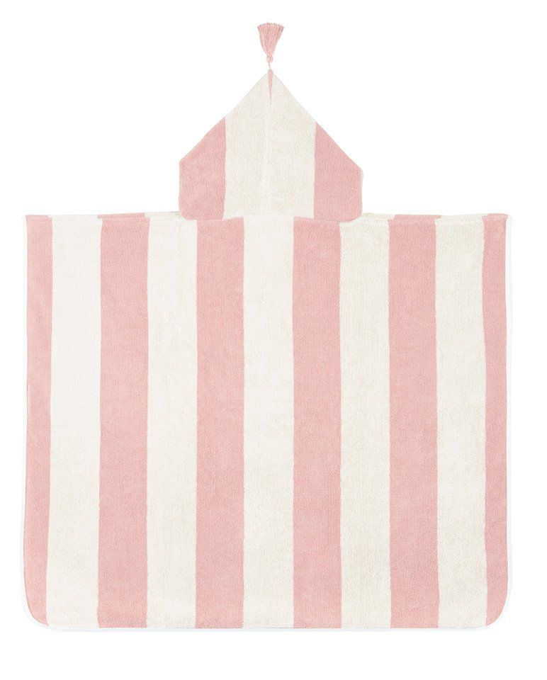 Poncho enfant à rayures | Rose Nymphe / Crème