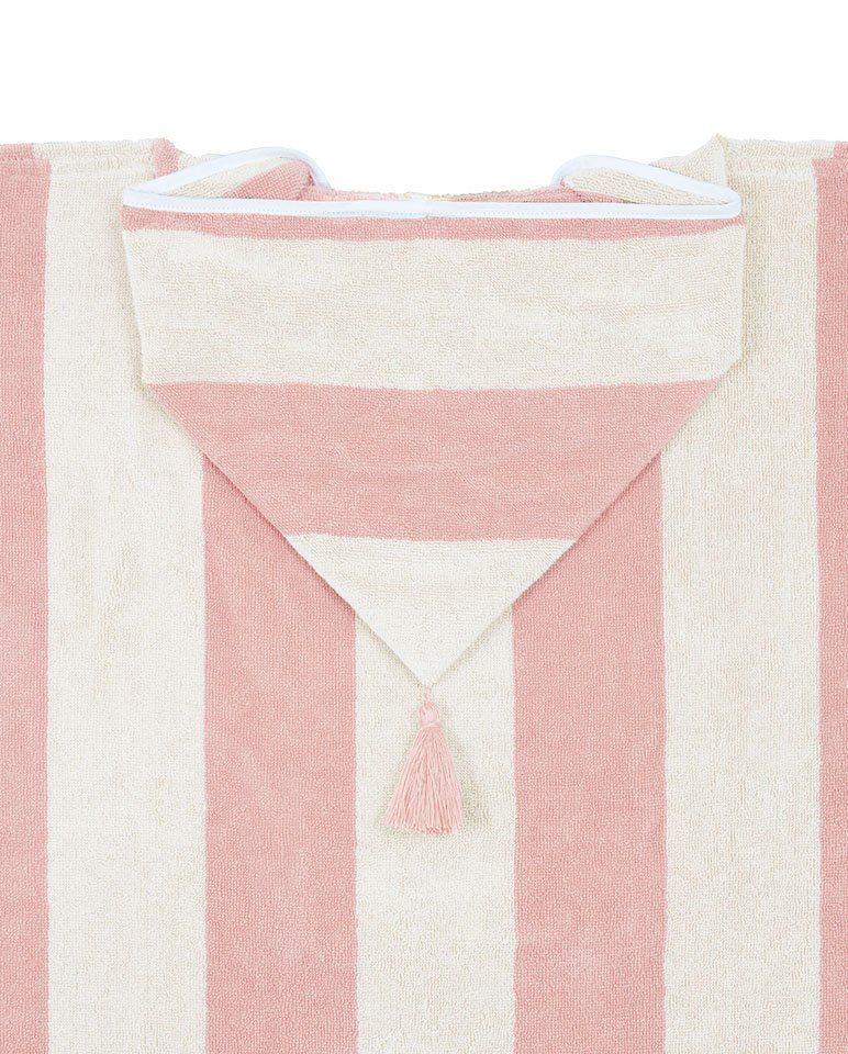 Poncho enfant à rayures | Rose Nymphe / Crème