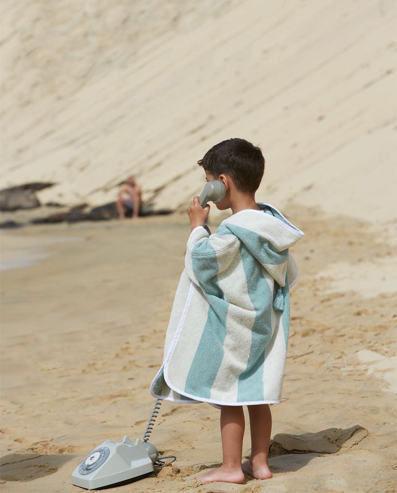 Striped Kids' Poncho | Aqua / Cream