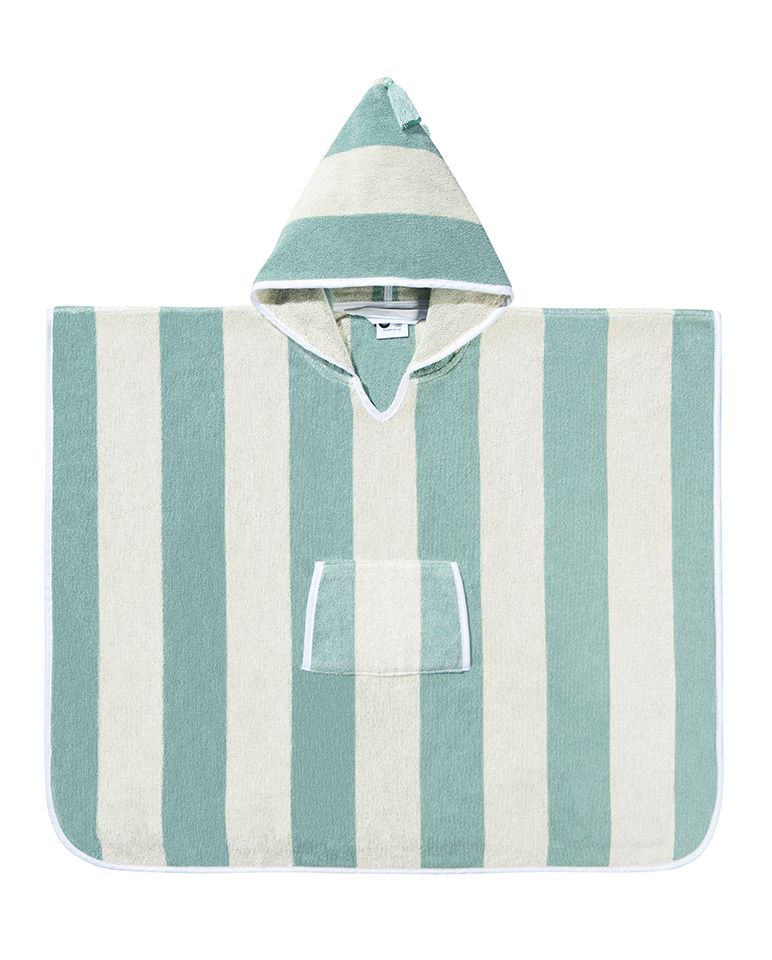 Striped Kids' Poncho | Aqua / Cream