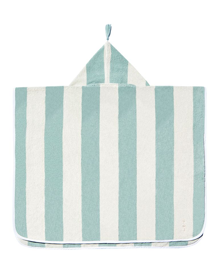 Striped Kids' Poncho | Aqua / Cream