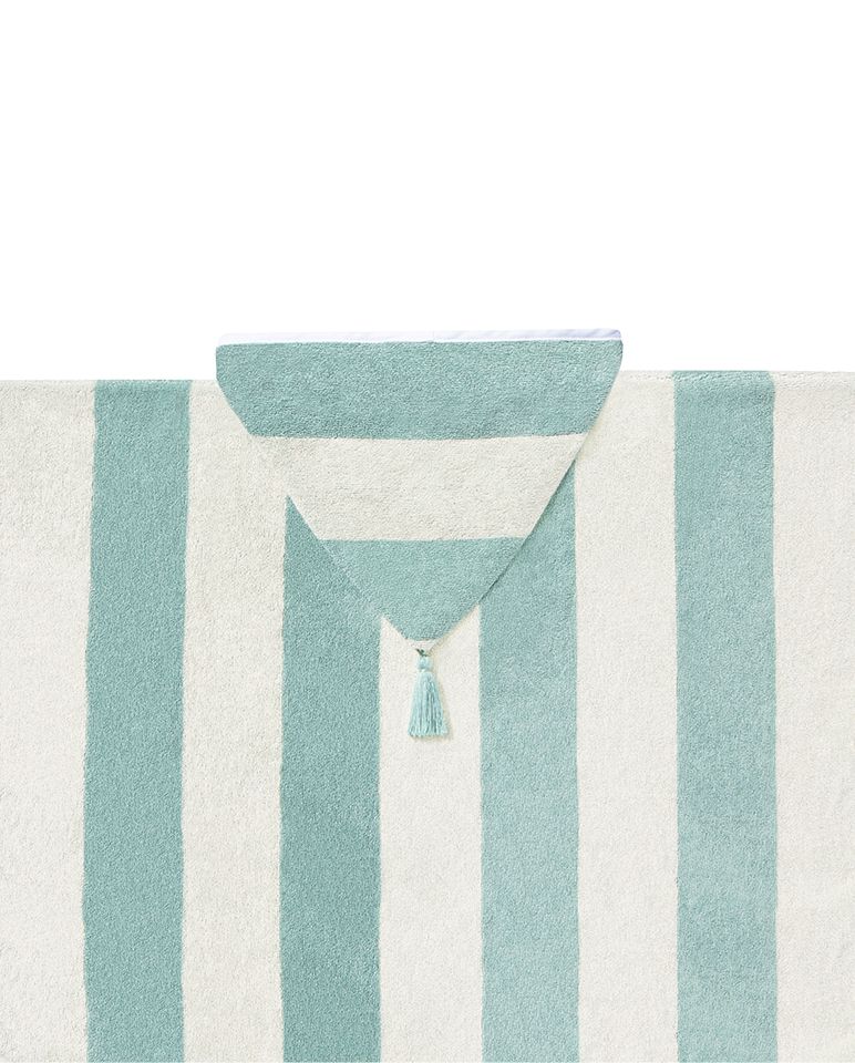 Striped Kids' Poncho | Aqua / Cream