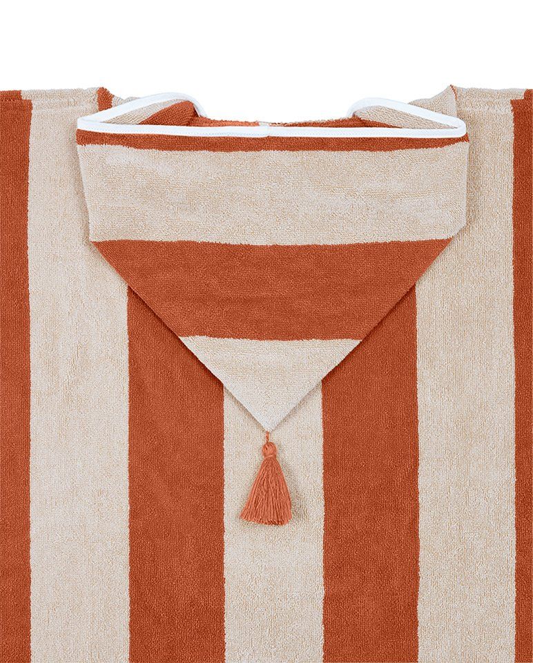Poncho enfant à rayures | Rouille / Crème