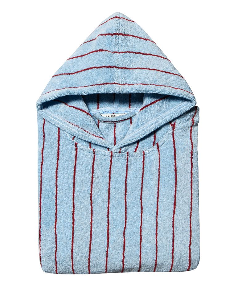 Poncho adulte à rayures | Bleu Égée / Bordeaux