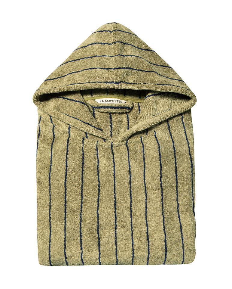 Poncho adulte à rayures | Vert Calavon / Bleu
