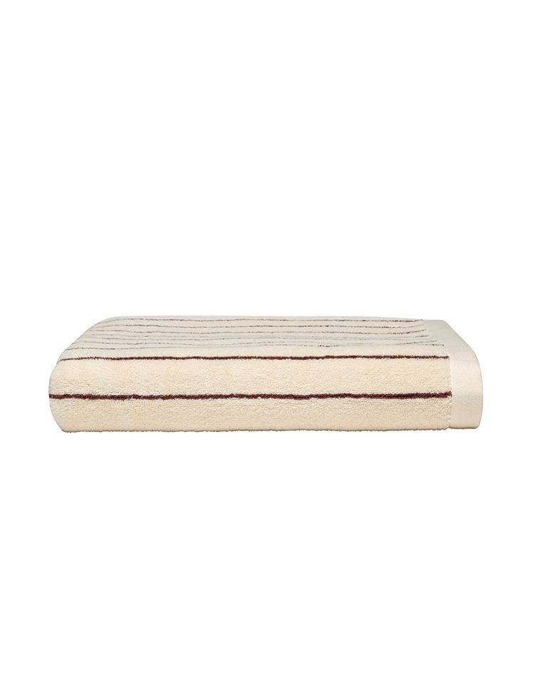 Serviette de bain à rayures | Beige Arbois / Chocolat