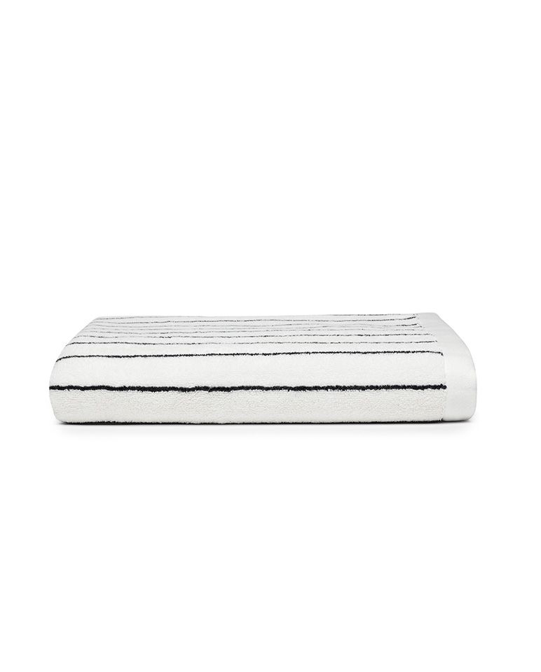 Serviette de bain à rayures | Blanc Lutèce / Noir