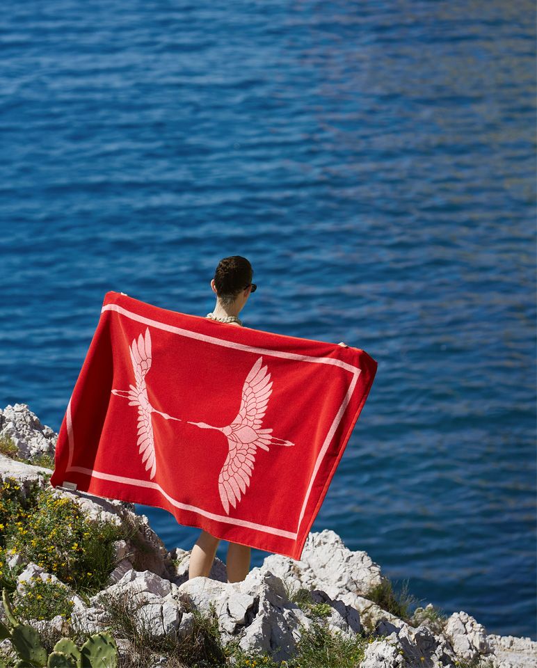 Heron Beach Towel 90x170 | Athena Red / Venus Pink