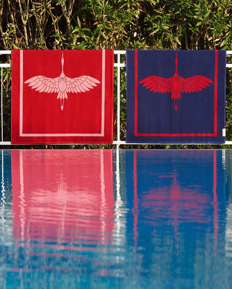 Serviette de plage Héron 90x170 | Rouge Athéna / Rose Vénus