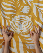 Serviette de plage Tigre 90x170 | Jaune Gold / Crème