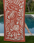 Serviette de plage Tigre 90x170 | Rouille / Crème