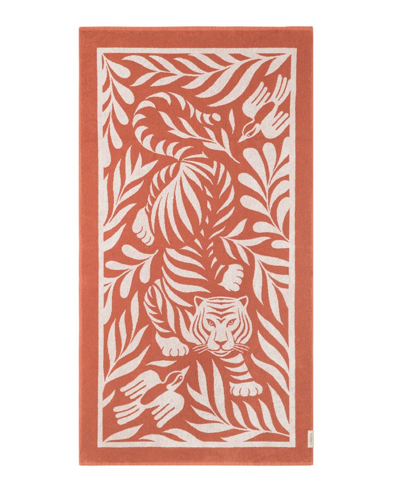 Serviette de plage Tigre 90x170 | Rouille / Crème