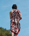 Serviette de plage Tigre 90x170 | Rouge Grenat / Crème