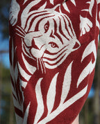 Serviette de plage Tigre 90x170 | Rouge Grenat / Crème
