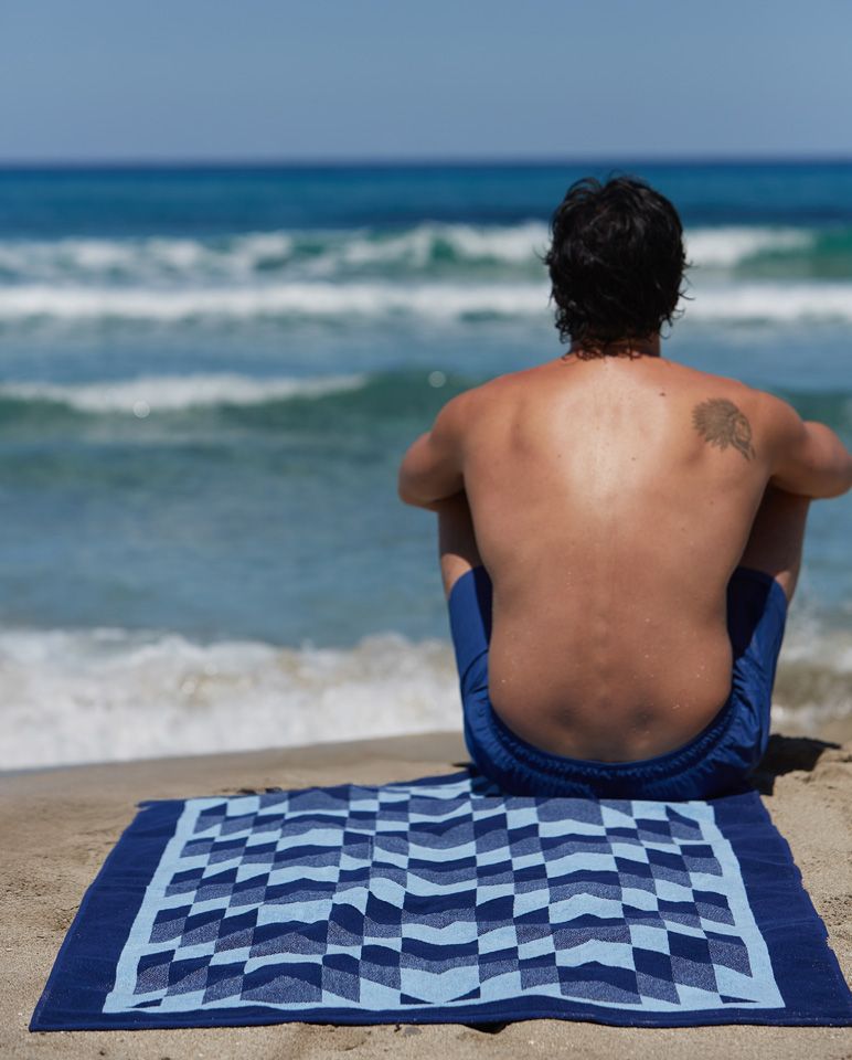 Serviette de plage Navajo 90x170 | Bleu Abysses / Bleu Hélios