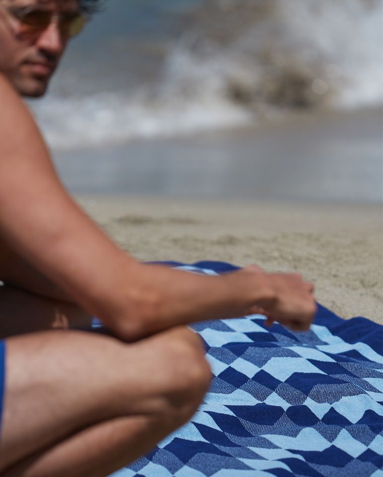 Serviette de plage Navajo 90x170 | Bleu Abysses / Bleu Hélios
