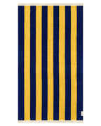 Serviette de plage Rayure Frange Parasol 100x180 | Bleu Abysses / Jaune Olympe