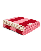 Serviette de plage Rayure Frange Parasol 100x180 | Rouge Athéna / Rose Vénus